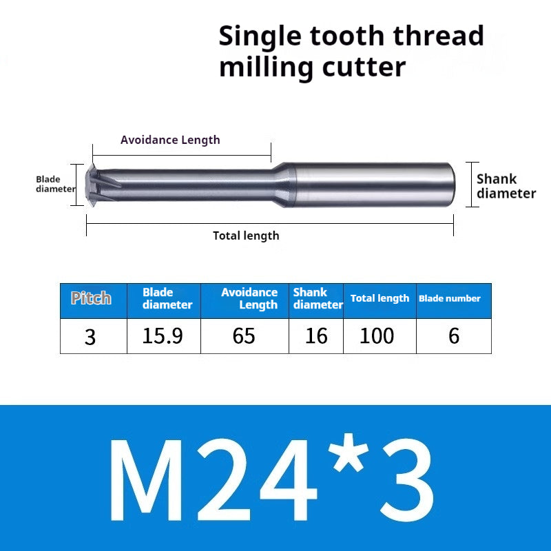 2034-65° three-tooth thread milling cutter, tungsten steel alloy end mill, tooth milling cutter, three-edged coating, M2M3M4M6 CNC cutter Shandong Denso Pricision Tools Co.,Ltd.